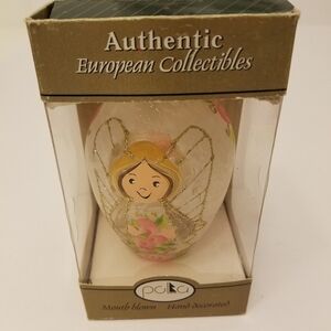 European Mouth Blown Hand Decorated  Angel Floral  Hanging Ornament